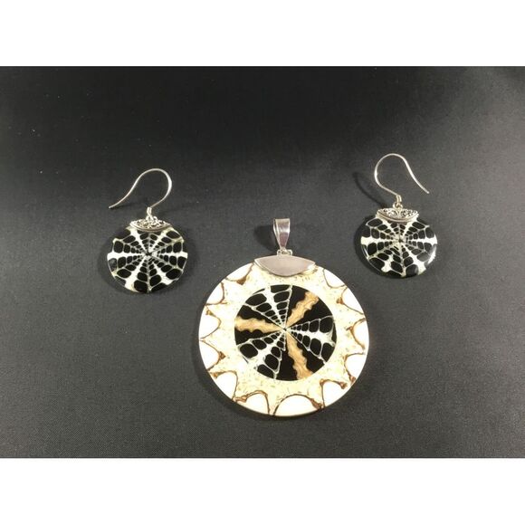 Handmade Jewelry - Handmade Art Jewlery Pendent & Earring Set‎ Sterling Silver 925 finding